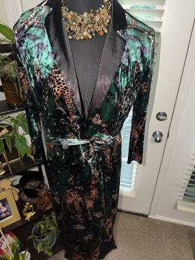 Suede Animal Print Wrap Dress